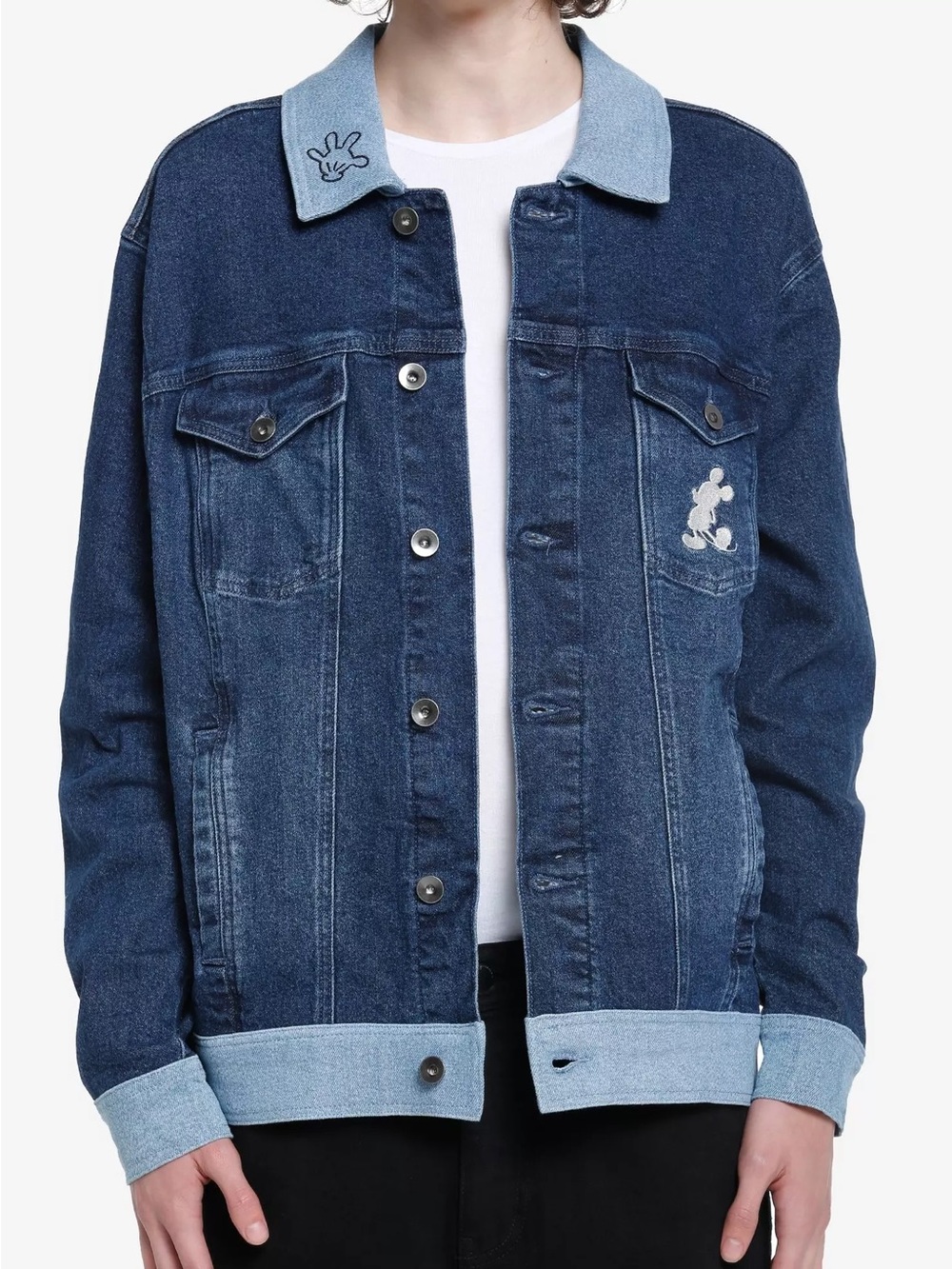 Mickey Mouse Dark Indigo Contrast-Collar Denim Jacket BIN/D